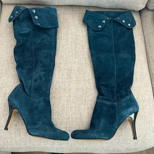Nine West Alexa Blue Suede Knee High Boots, size 8.5